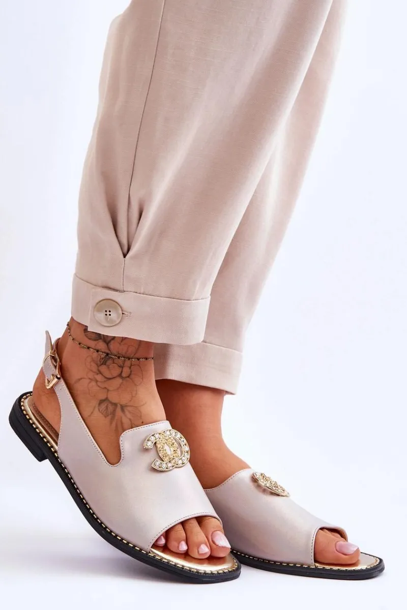 Sandały Płaskie>Damskie buty S.Barski Damskie Sandały Z Ozdobą S.Barski KV-2775-49 Różowo-Złote