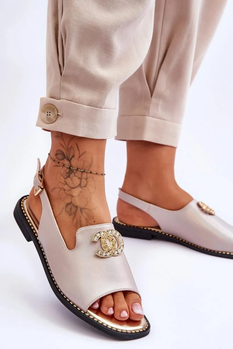 Sandały Płaskie>Damskie buty S.Barski Damskie Sandały Z Ozdobą S.Barski KV-2775-49 Różowo-Złote