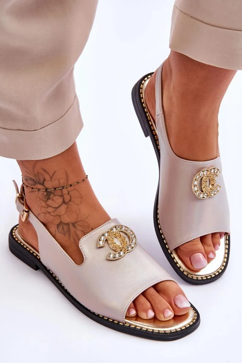 Sandały Płaskie>Damskie buty S.Barski Damskie Sandały Z Ozdobą S.Barski KV-2775-49 Różowo-Złote