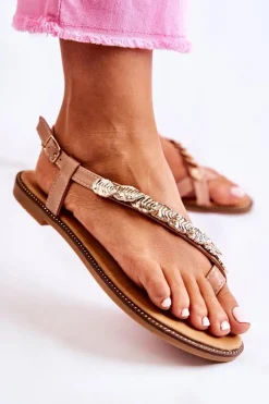 Discount Boto Damskie Sandały Z Ozdobami Na Pasku Różowe Alamis