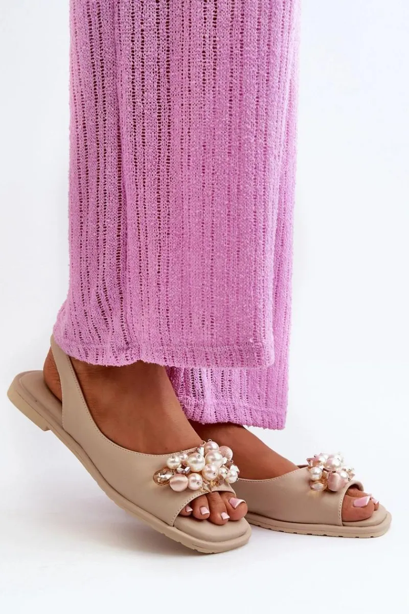 New Damskie buty S.Barski Damskie Sandały Z Ozdobami S.Barski KV27-004 Beżowe Beżowy