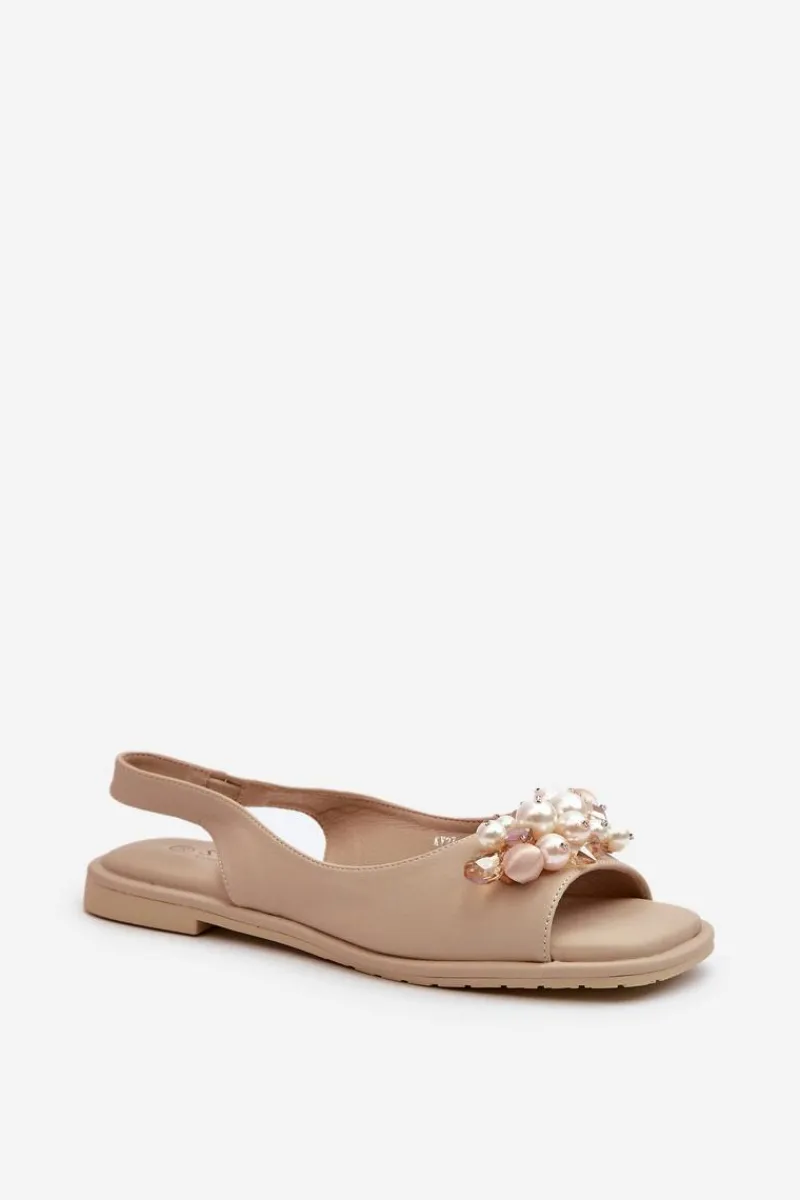 New Damskie buty S.Barski Damskie Sandały Z Ozdobami S.Barski KV27-004 Beżowe Beżowy