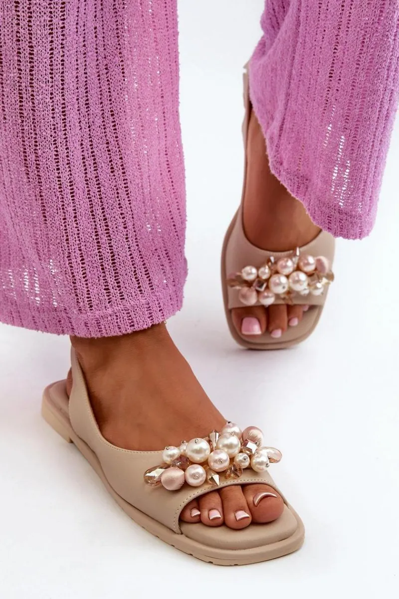 New Damskie buty S.Barski Damskie Sandały Z Ozdobami S.Barski KV27-004 Beżowe Beżowy