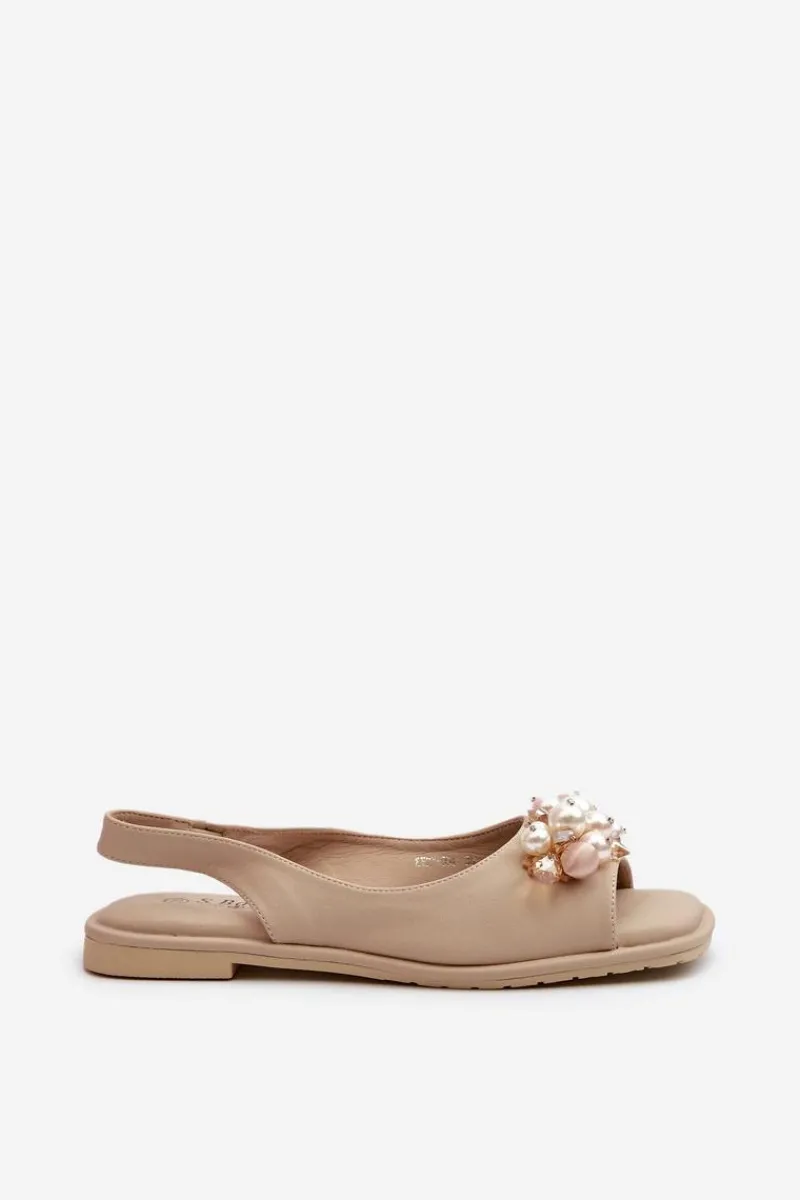 New Damskie buty S.Barski Damskie Sandały Z Ozdobami S.Barski KV27-004 Beżowe Beżowy