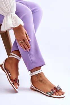 Sandały Płaskie><noscript><img width=