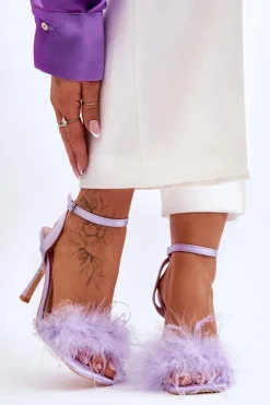 Best Boto Damskie Sandały Z Piórkami Fioletowe Tiffany