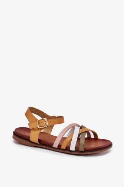 Sale Buty Sergio Leone Damskie Sandały Z Przeplatającymi Się Paskami Sergio Leone SK090H Żółte Żółty