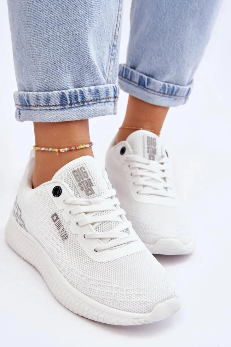 Sale Big Star Shoes Damskie Siateczkowe Buty Sportowe Memory Foam System Big Star LL274664 Białe