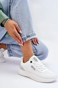 Sale Big Star Shoes Damskie Siateczkowe Buty Sportowe Memory Foam System Big Star LL274664 Białe