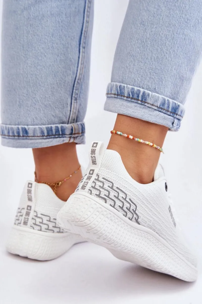 Sale Big Star Shoes Damskie Siateczkowe Buty Sportowe Memory Foam System Big Star LL274664 Białe