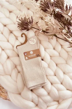 Online Aura.via Damskie Skarpetki Antybakteryjne Z Błyszczącą Nicią Beżowe