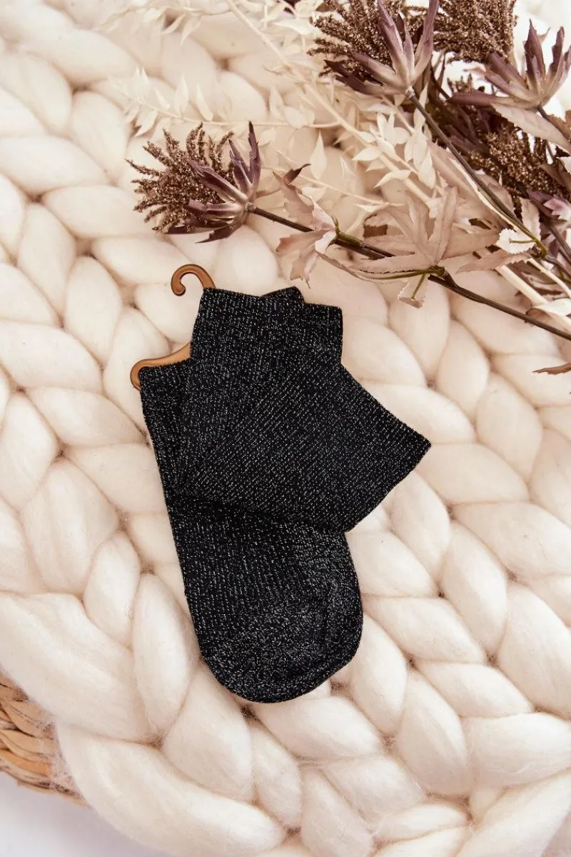 Online Aura.via Damskie Skarpetki Antybakteryjne Z Błyszczącą Nicią Czarne