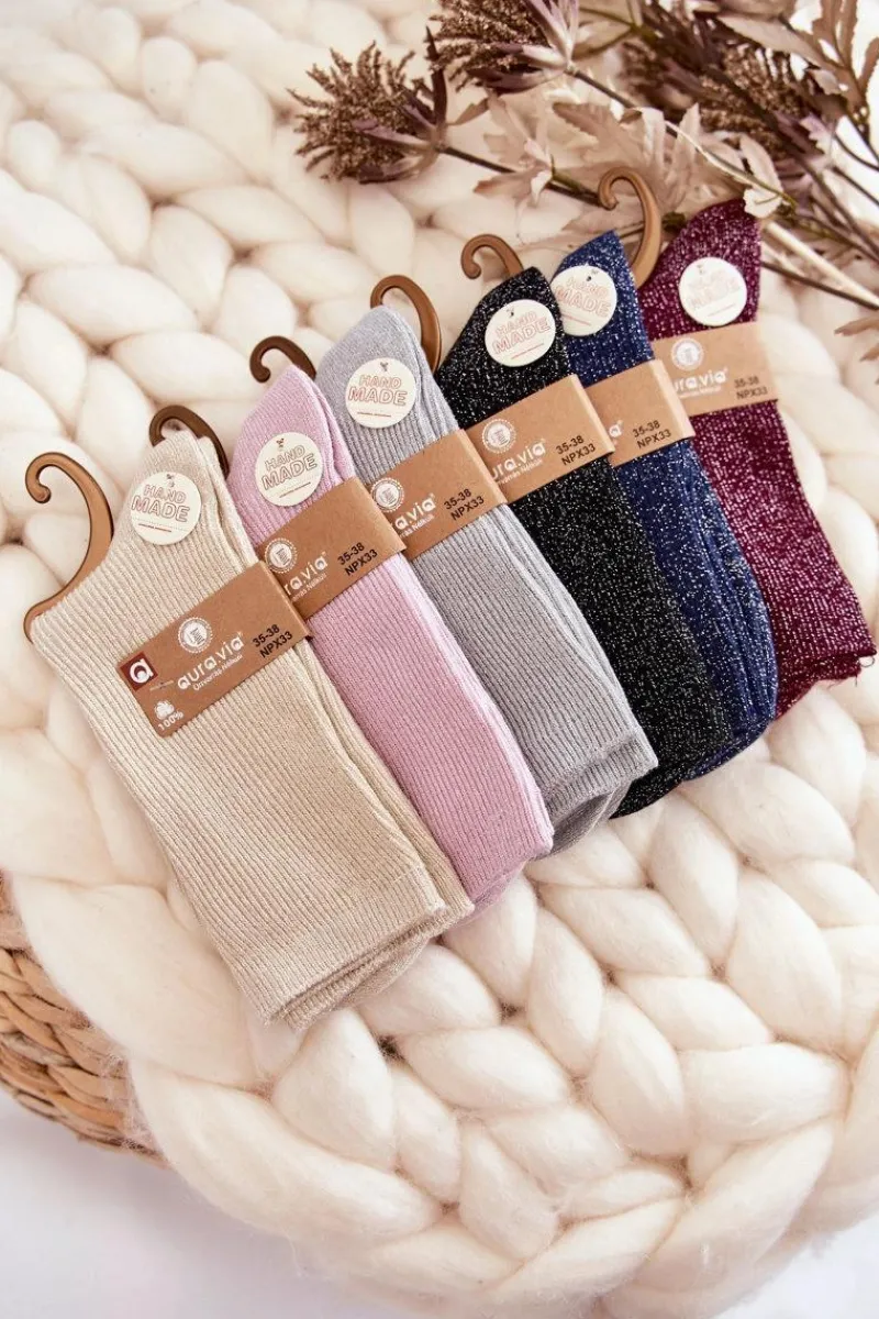 Online Aura.via Damskie Skarpetki Antybakteryjne Z Błyszczącą Nicią Czarne