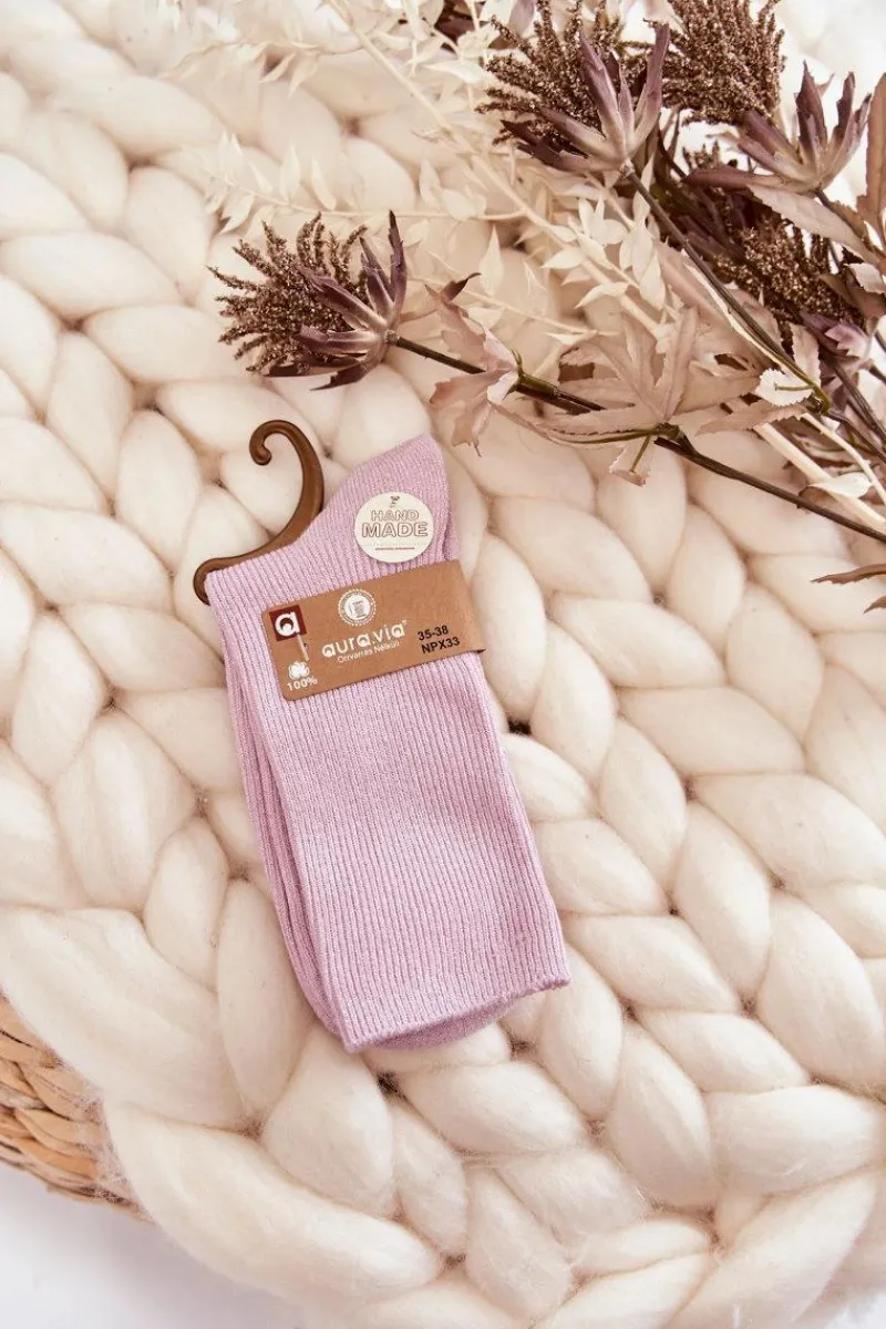 Skarpetki|Skarpetki>Aura.via Damskie Skarpetki Antybakteryjne Z Błyszczącą Nicią Różowe