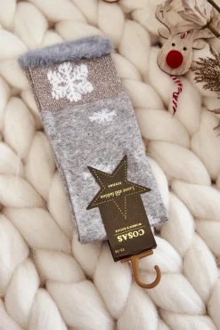 Skarpetki|Skarpetki>COSAS Damskie Skarpetki Długie Ze Śnieżkami Szare