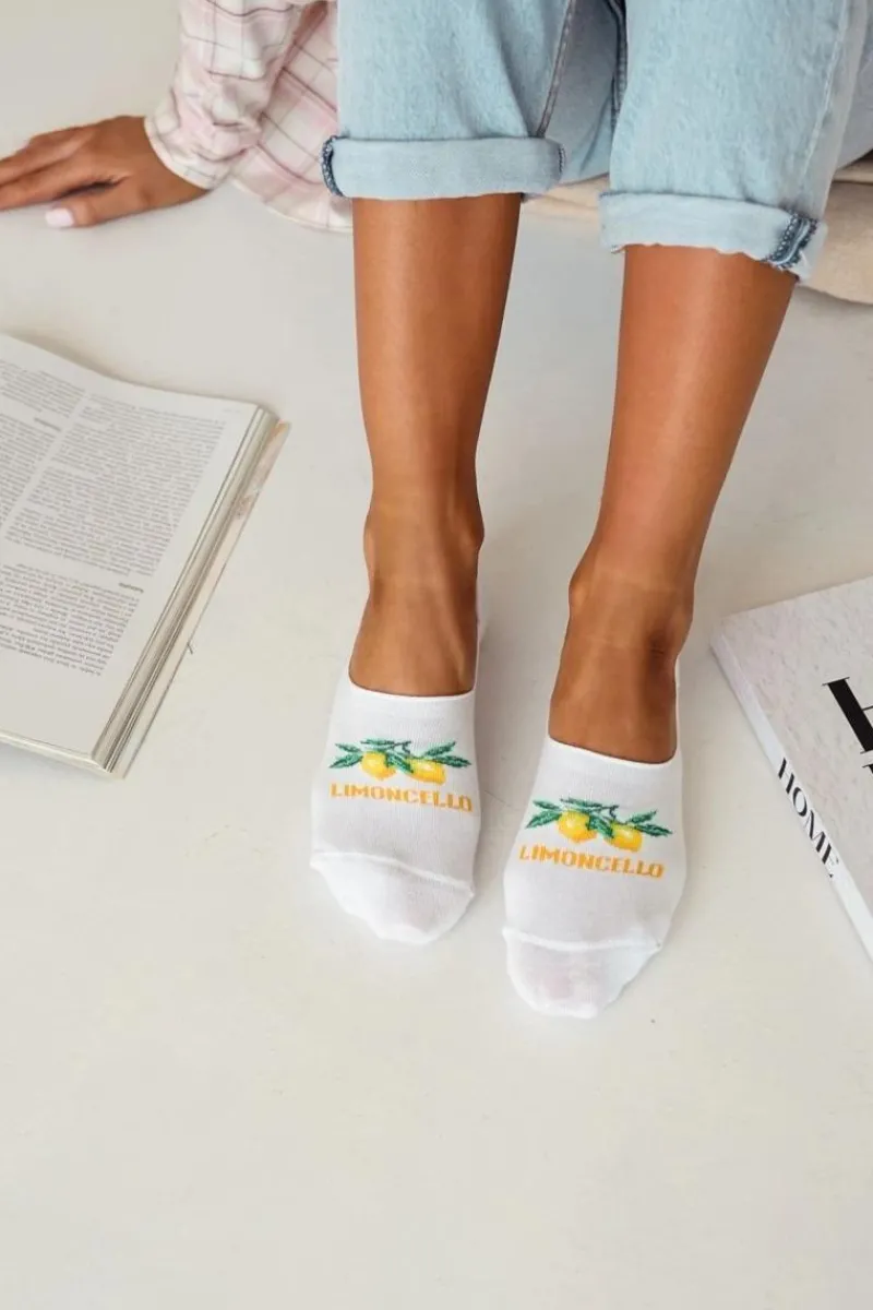 Outlet Damskie Skarpetki Microstopki Bawełniane Limoncello Białe Skarpetki|Skarpetki
