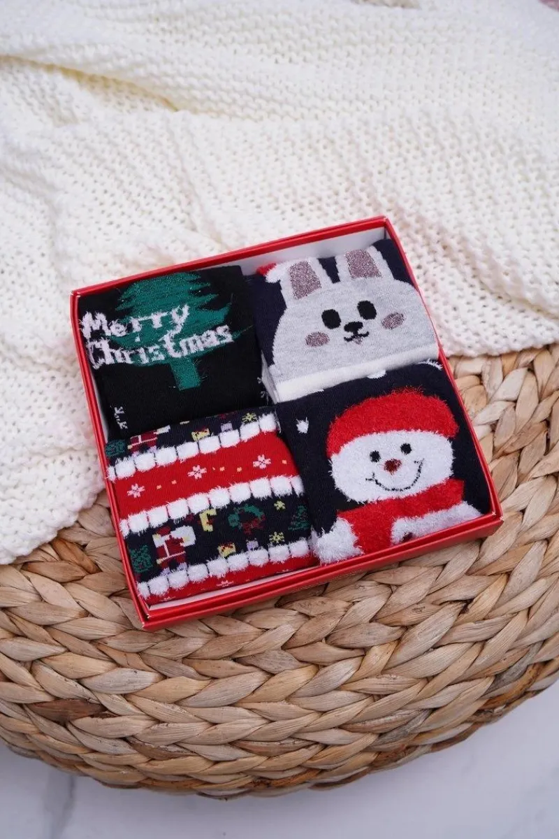 Clearance Damskie Skarpetki Pachnące Zestaw 4 Pary Świąteczne A5 Skarpetki|Skarpetki