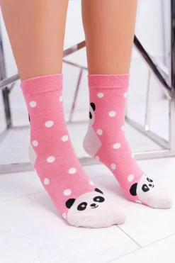 Online Damskie Skarpetki Różowe Z Pandą Skarpetki|Skarpetki