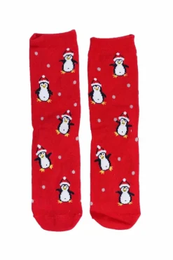 Skarpetki|Skarpetki>Boto Damskie Skarpetki SOXO Czerwone Z Pingwinkami