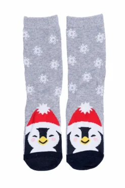 Outlet Boto Damskie Skarpetki SOXO Szare Z Pingwinkiem