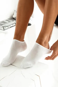 Outlet Damskie Skarpetki Stopki Gładkie ULTRA CIENKIE Białe Skarpetki|Skarpetki