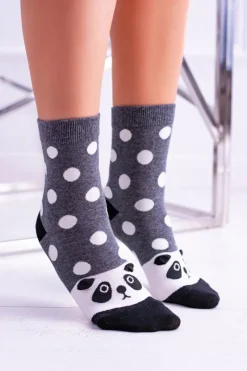 Online Damskie Skarpetki W Kropki Z Pandą Skarpetki|Skarpetki