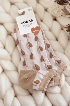 Online Damskie Skarpetki W Serca Beżowe Skarpetki|Skarpetki