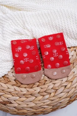 Sale Damskie Skarpetki Świąteczne Antypoślizgowe Czerwone Z Reniferem Skarpetki|Skarpetki