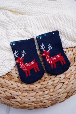 Online Aura.via Damskie Skarpetki Świąteczne Antypoślizgowe Granatowe Z Reniferem