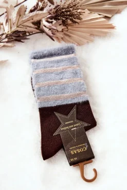Clearance Damskie Skarpetki Z Futerkiem Brązowo-Szare Skarpetki|Skarpetki