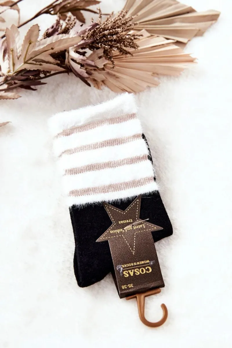 Skarpetki|Skarpetki>COSAS Damskie Skarpetki Z Futerkiem Czarno-Białe