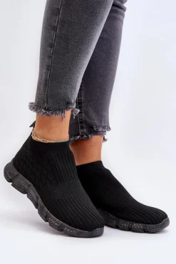 Buty Sportowe Na Platformie|Sneakersy Damskie></noscript>Boto Damskie Skarpetkowe Buty Sportowe Wsuwane Czarne Liraelia