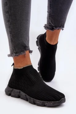 Buty Sportowe Na Platformie|Sneakersy Damskie></noscript>Boto Damskie Skarpetkowe Buty Sportowe Wsuwane Czarne Liraelia