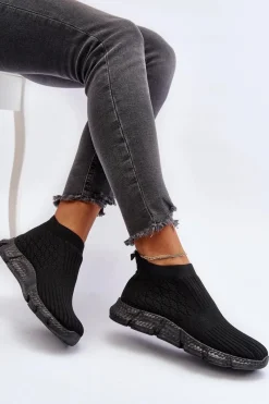 Buty Sportowe Na Platformie|Sneakersy Damskie></noscript>Boto Damskie Skarpetkowe Buty Sportowe Wsuwane Czarne Liraelia