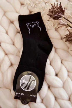 Discount Just Play Damskie Skarpety Bawełniane Z Misiem Czarne