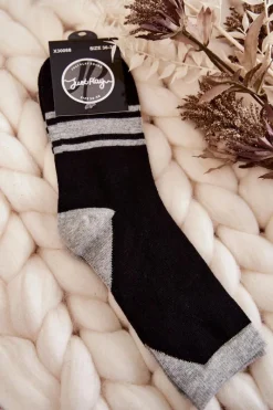 Skarpetki|Skarpetki>Just Play Damskie Skarpety Dwukolorowe Z Paskami Czarno-Szare