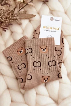 Online Aura.via Damskie Skarpety W Misie Brązowe