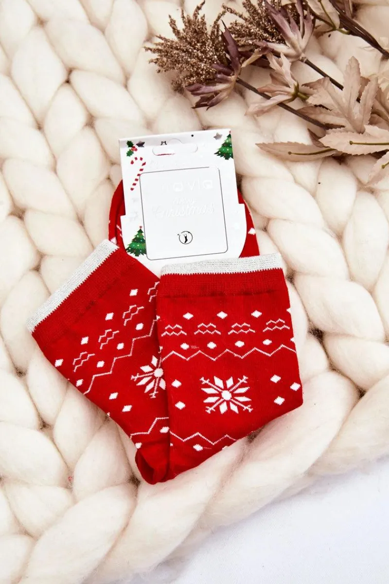 Online Aura.via Damskie Skarpety W Świąteczne Wzory Renifer Czerwone