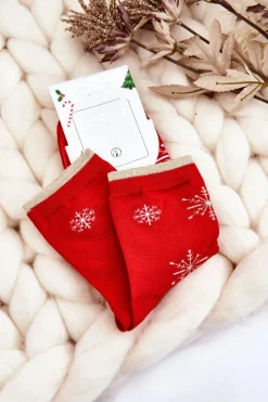 Discount Damskie Skarpety W Świąteczne Wzory Śnieżynki Czerwone Skarpetki|Skarpetki