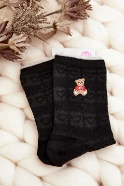 Best Damskie Skarpety Wzorzyste Z Misiem Czarne Skarpetki|Skarpetki
