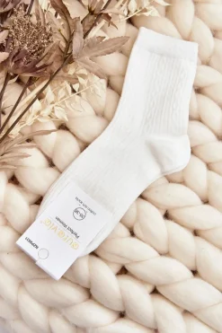 Online Aura.via Damskie Skarpety Z Tłoczeniem Białe