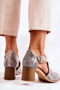 New Damskie Skórzane Ażurowe Botki 04962-04 Beżowe Damskie Botki Wiosenne|Botki Maciejka