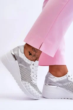 Online Damskie Skórzane Ażurowe Buty Sportowe Białe Virginia Damskie Sneakersy Damskie