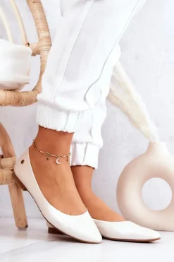 Baleriny Skórzane|Baleriny Klasyczne>Maciejka Damskie Skórzane Baleriny 04100-26 Jasnobeżowe