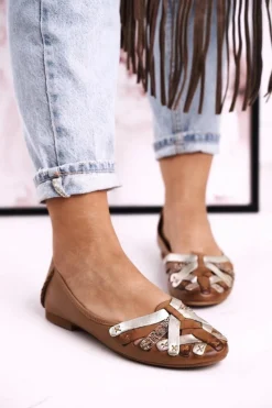 Damskie Skórzane Baleriny Rude 01358-46 Damskie Baleriny Skórzane|Baleriny Klasyczne