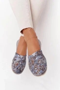 Sale Damskie Skórzane Baleriny 01930-86 Popielate Damskie Baleriny Skórzane|Baleriny Klasyczne