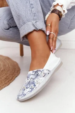 Online Maciejka Damskie Skórzane Baleriny Białe 01930-85