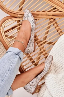 Baleriny Skórzane|Baleriny Klasyczne>Maciejka Damskie Skórzane Baleriny Złoto Beżowe 04100-22