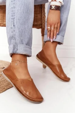 Clearance Maciejka Damskie Skórzane Baleriny Rude 01930-52