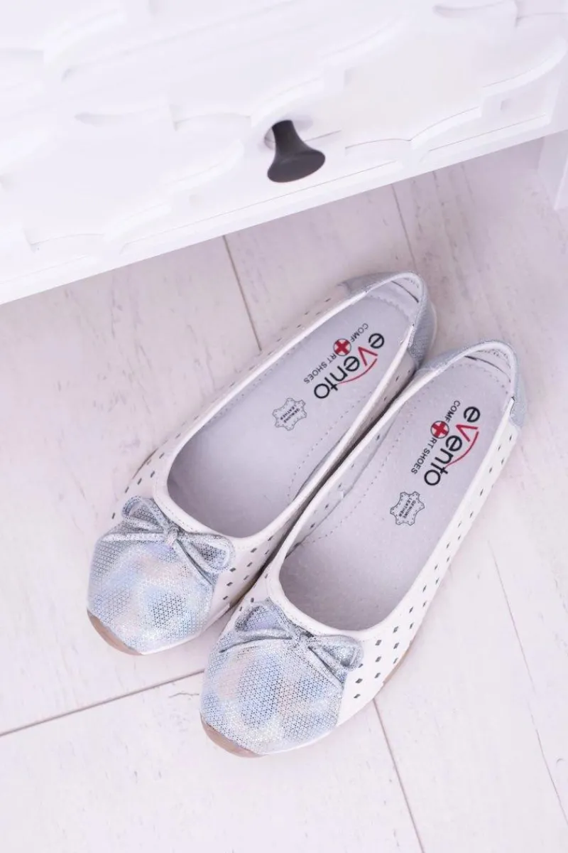 Hot Boto Damskie Skórzane Białe Ażurowe Balerinki Erdola